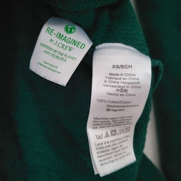 J.Crew Vintage Fleece Turtleneck Green Cotton Cropped Pullover XS - Picture 8 of 8